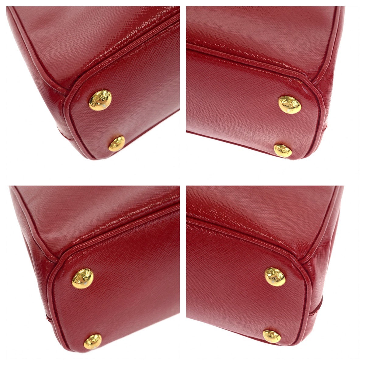 PRADA Galleria Saffiano Red Gold Hardware Patent Leather BN2316 Shoulder Bag Handbag 2way Women's