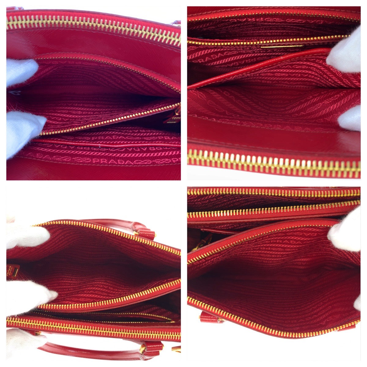 PRADA Galleria Saffiano Red Gold Hardware Patent Leather BN2316 Shoulder Bag Handbag 2way Women's