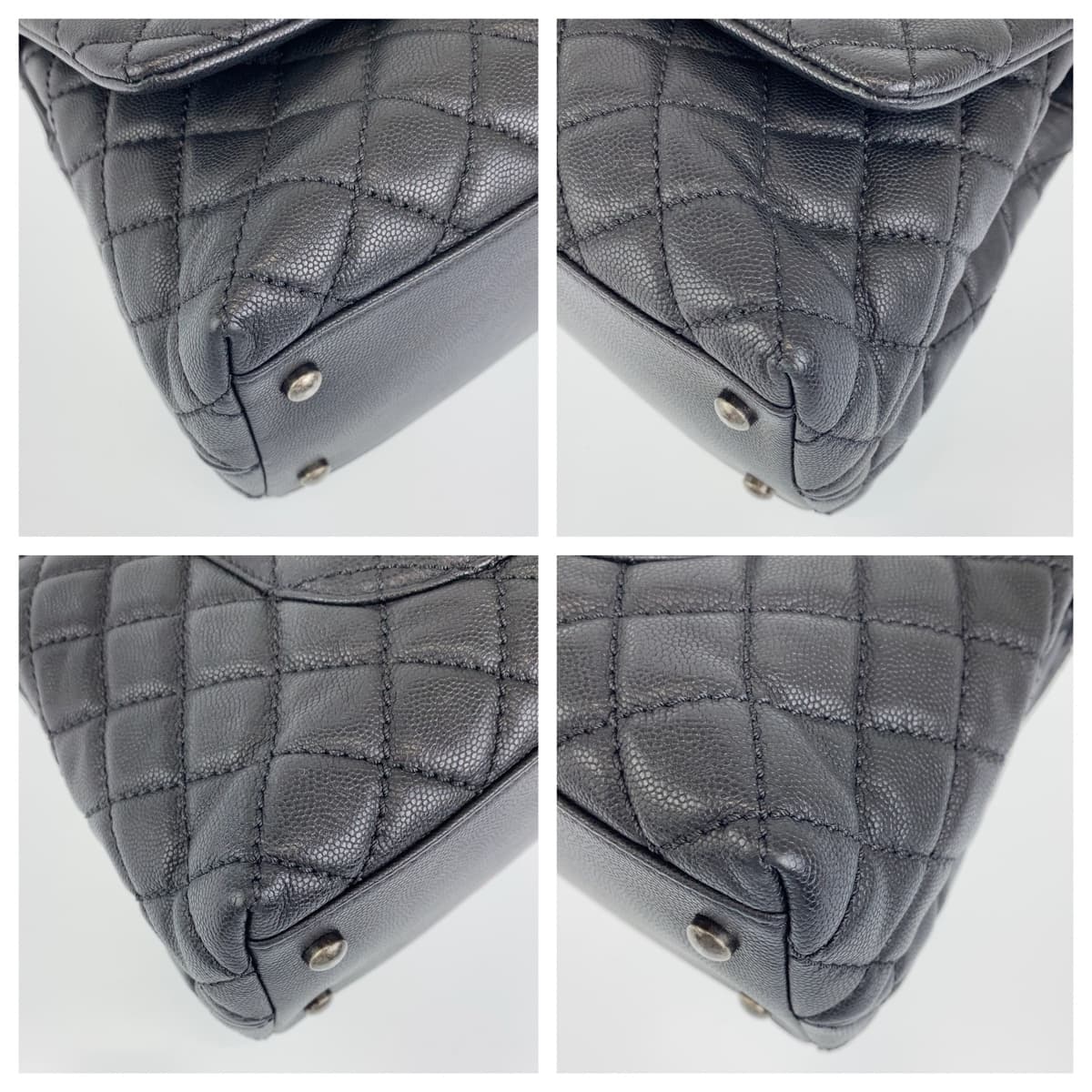 10551
CHANEL シャネル マトラッセ ココハンドル トップハンドル ブラック SV金具 キャビアスキン ハンドバッグ ショルダーバッグ  レディース