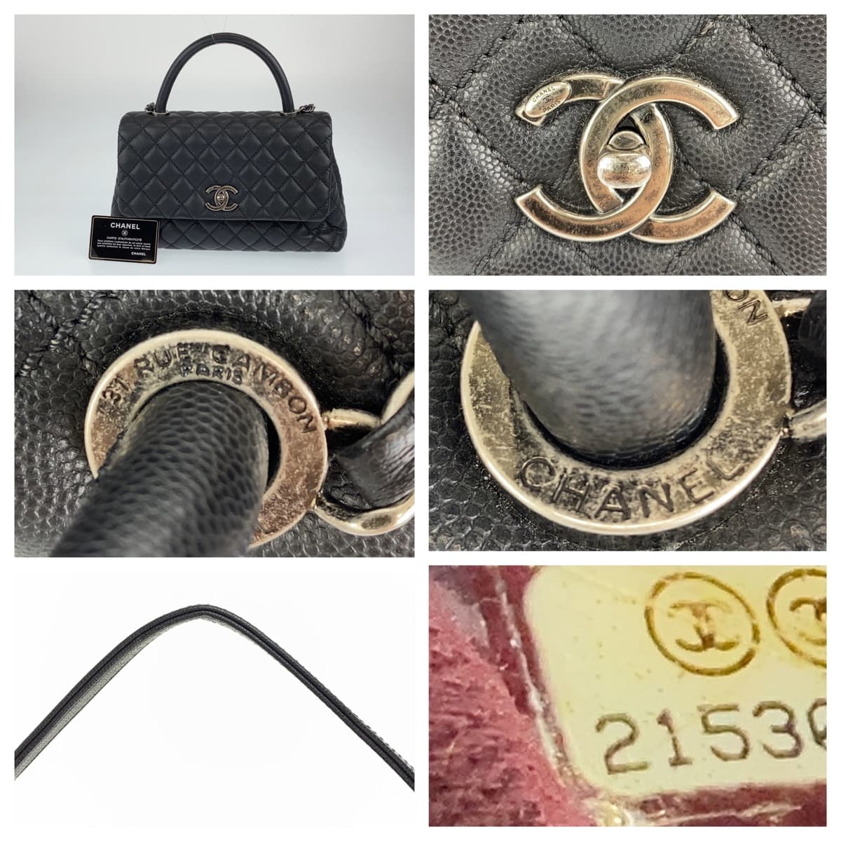 10551
CHANEL シャネル マトラッセ ココハンドル トップハンドル ブラック SV金具 キャビアスキン ハンドバッグ ショルダーバッグ  レディース
