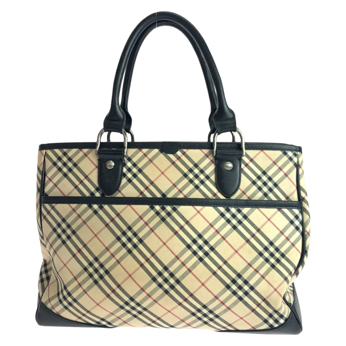 BURBERRY バーバリー ノバチェック ベージュ ブラック 黒 シルバー金具 キャンバス ハンドバッグ トートバッグ  レディース