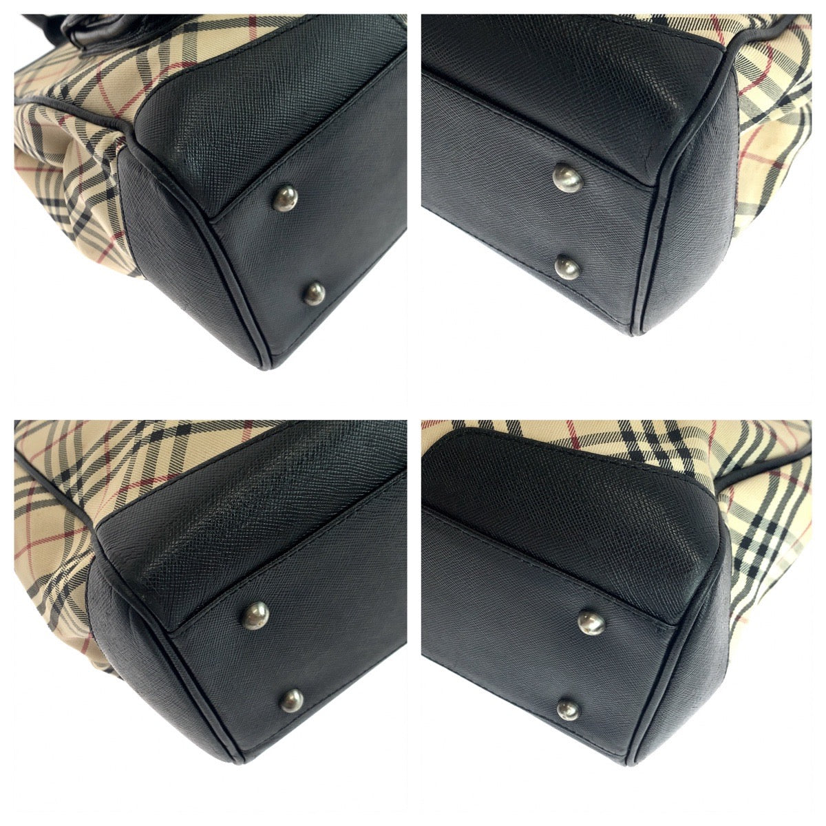 BURBERRY バーバリー ノバチェック ベージュ ブラック 黒 シルバー金具 キャンバス ハンドバッグ トートバッグ  レディース