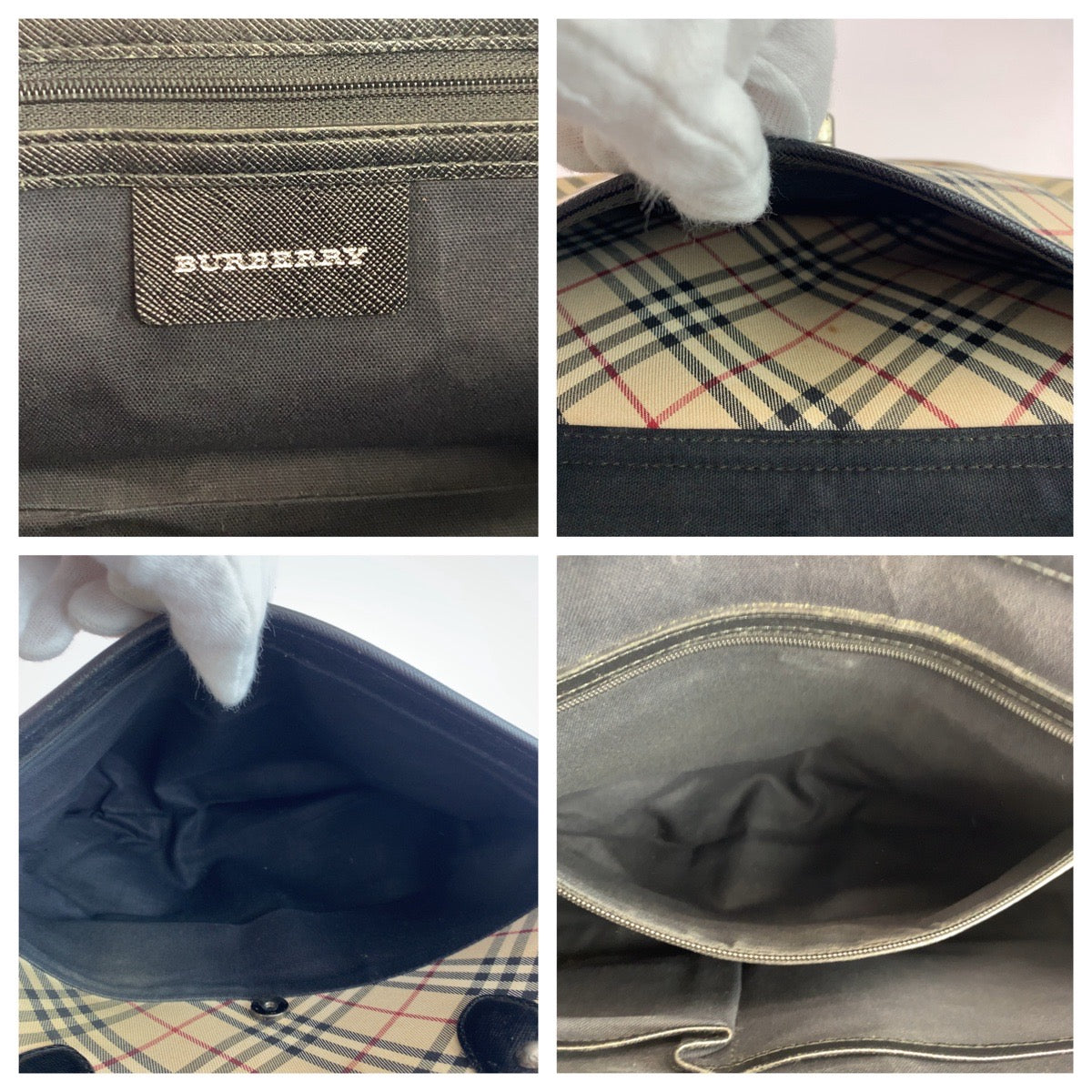 BURBERRY バーバリー ノバチェック ベージュ ブラック 黒 シルバー金具 キャンバス ハンドバッグ トートバッグ  レディース