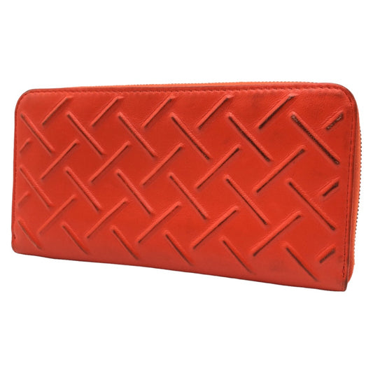 BOTTEGAVENETA ボッテガヴェネタ エンボスレザー オレンジ シルバー金具 レザー 長財布 ロングウォレット ラウンドファスナー  メンズ