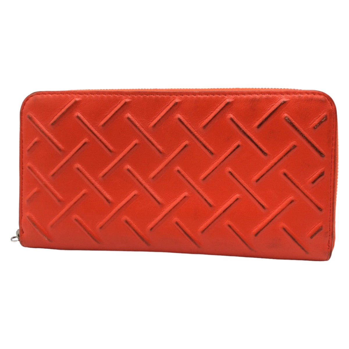 BOTTEGAVENETA ボッテガヴェネタ エンボスレザー オレンジ シルバー金具 レザー 長財布 ロングウォレット ラウンドファスナー  メンズ