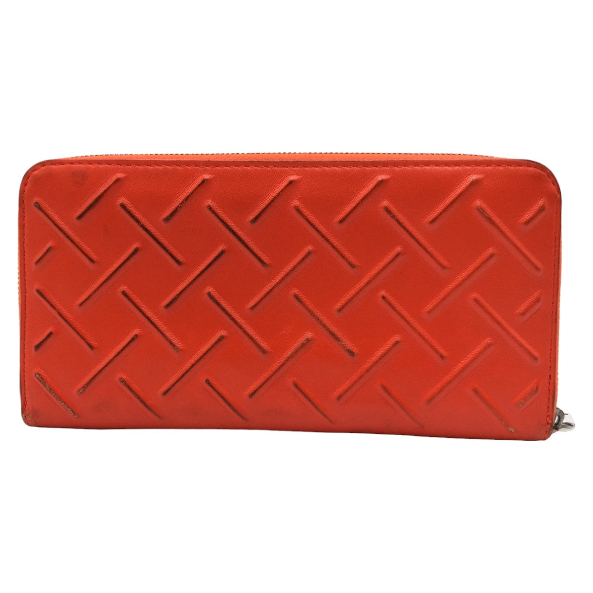 BOTTEGAVENETA ボッテガヴェネタ エンボスレザー オレンジ シルバー金具 レザー 長財布 ロングウォレット ラウンドファスナー  メンズ