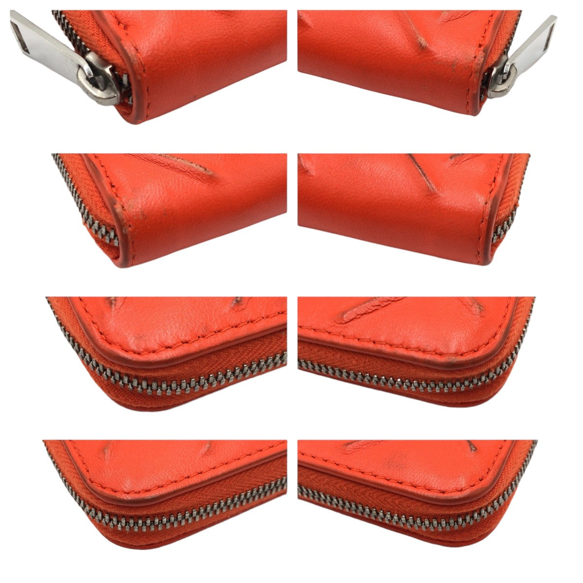 BOTTEGAVENETA ボッテガヴェネタ エンボスレザー オレンジ シルバー金具 レザー 長財布 ロングウォレット ラウンドファスナー  メンズ
