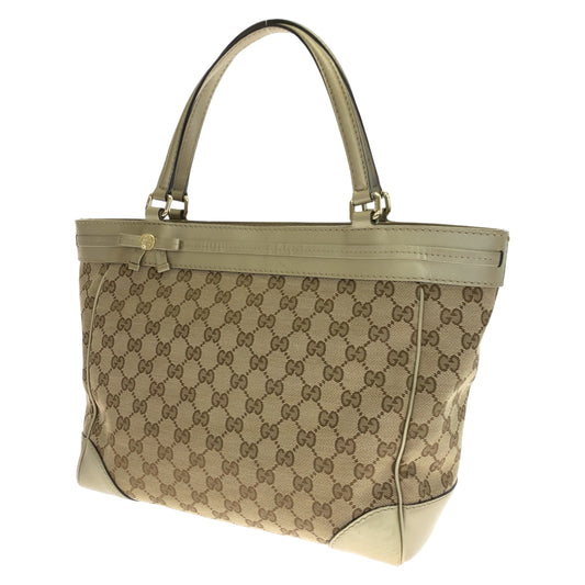 GUCCI グッチ メイフェア リボン ベージュ ブラウン 茶 ゴールド金具 GGキャンバス 257061 トートバッグ ハンドバッグ  レディース