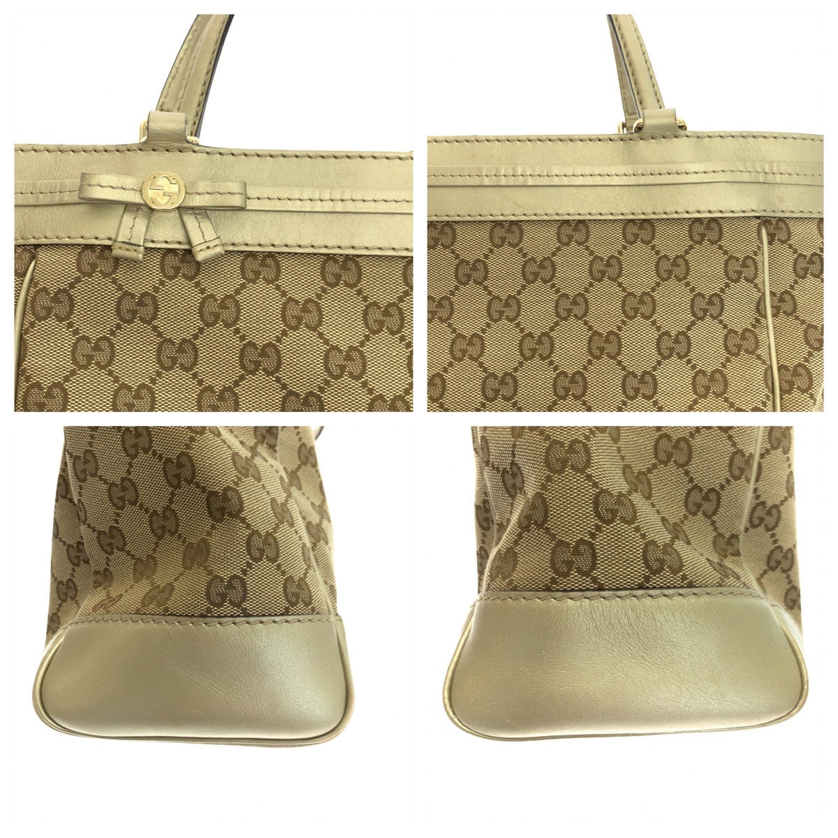 GUCCI グッチ メイフェア リボン ベージュ ブラウン 茶 ゴールド金具 GGキャンバス 257061 トートバッグ ハンドバッグ  レディース