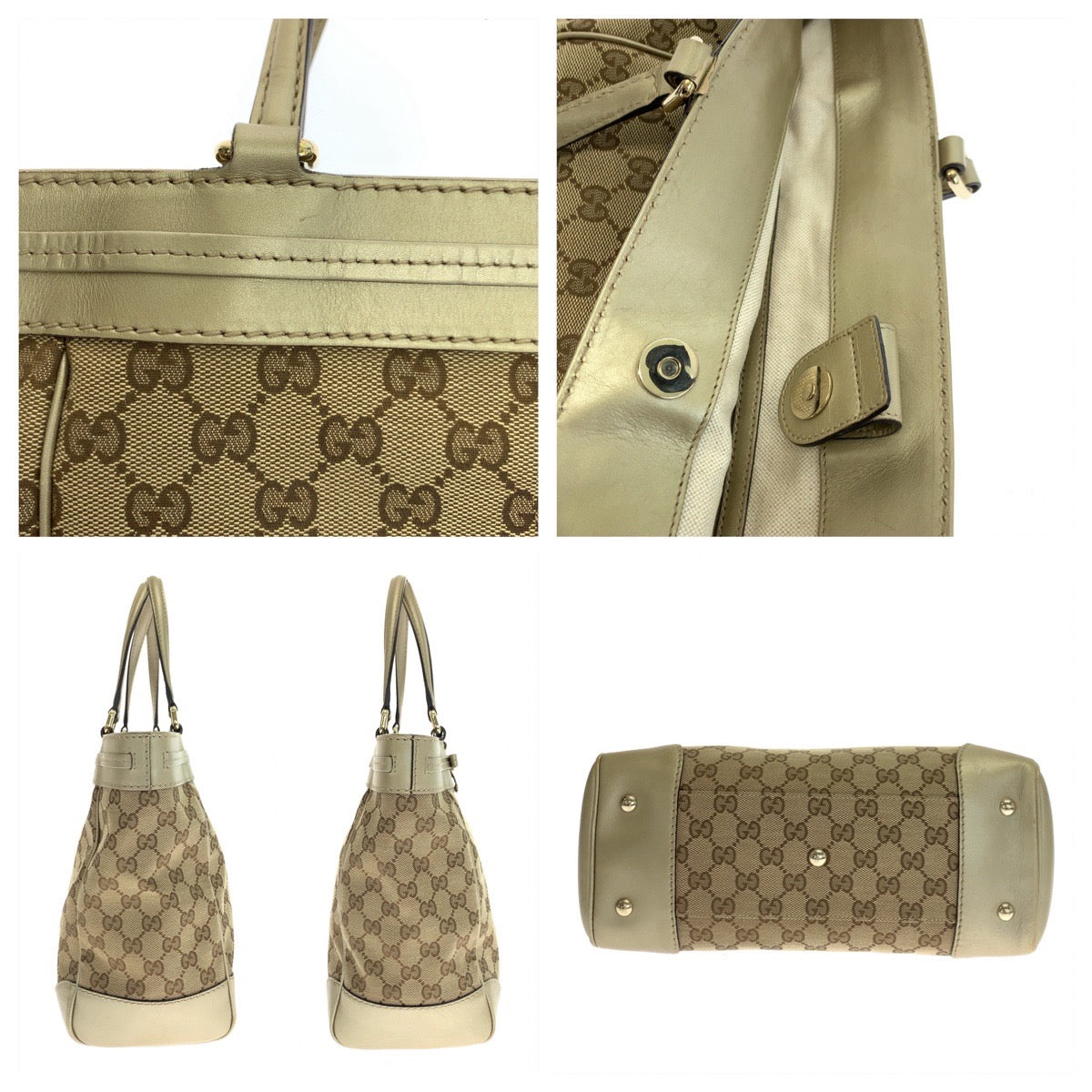 GUCCI グッチ メイフェア リボン ベージュ ブラウン 茶 ゴールド金具 GGキャンバス 257061 トートバッグ ハンドバッグ  レディース