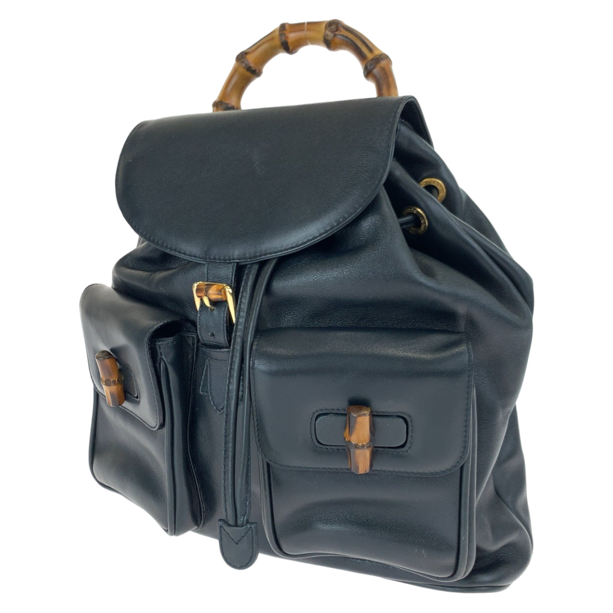 GUCCI グッチ バンブー ブラック 黒 ブラウン 茶 ゴールド金具 レザー 003 2053 0016 リュックサック デイパック  レディース