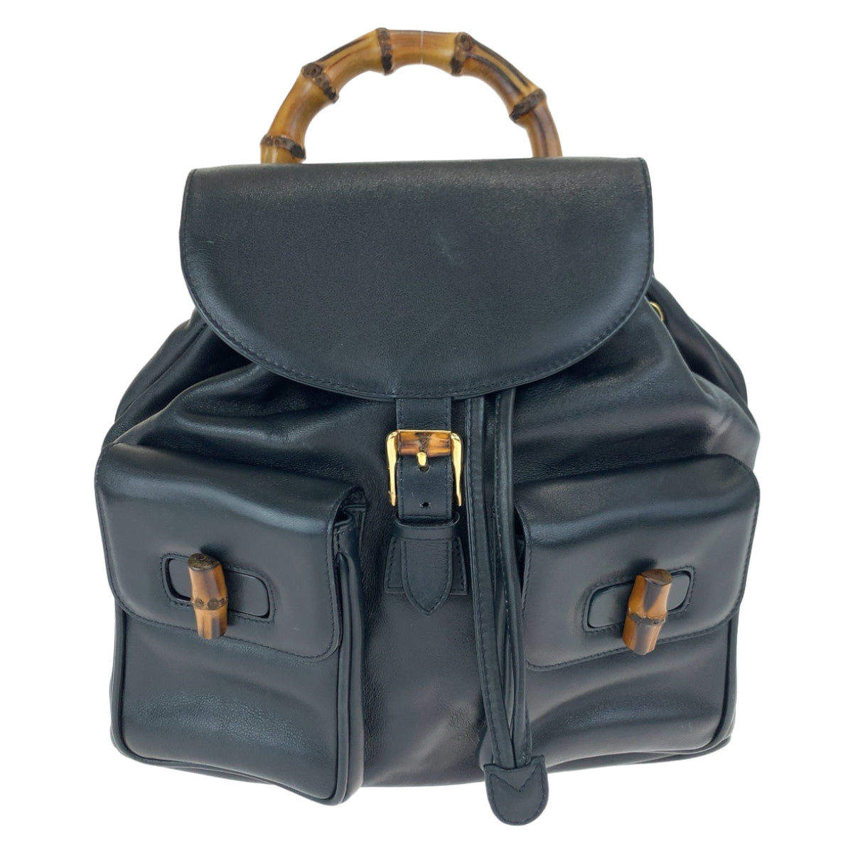 GUCCI グッチ バンブー ブラック 黒 ブラウン 茶 ゴールド金具 レザー 003 2053 0016 リュックサック デイパック  レディース
