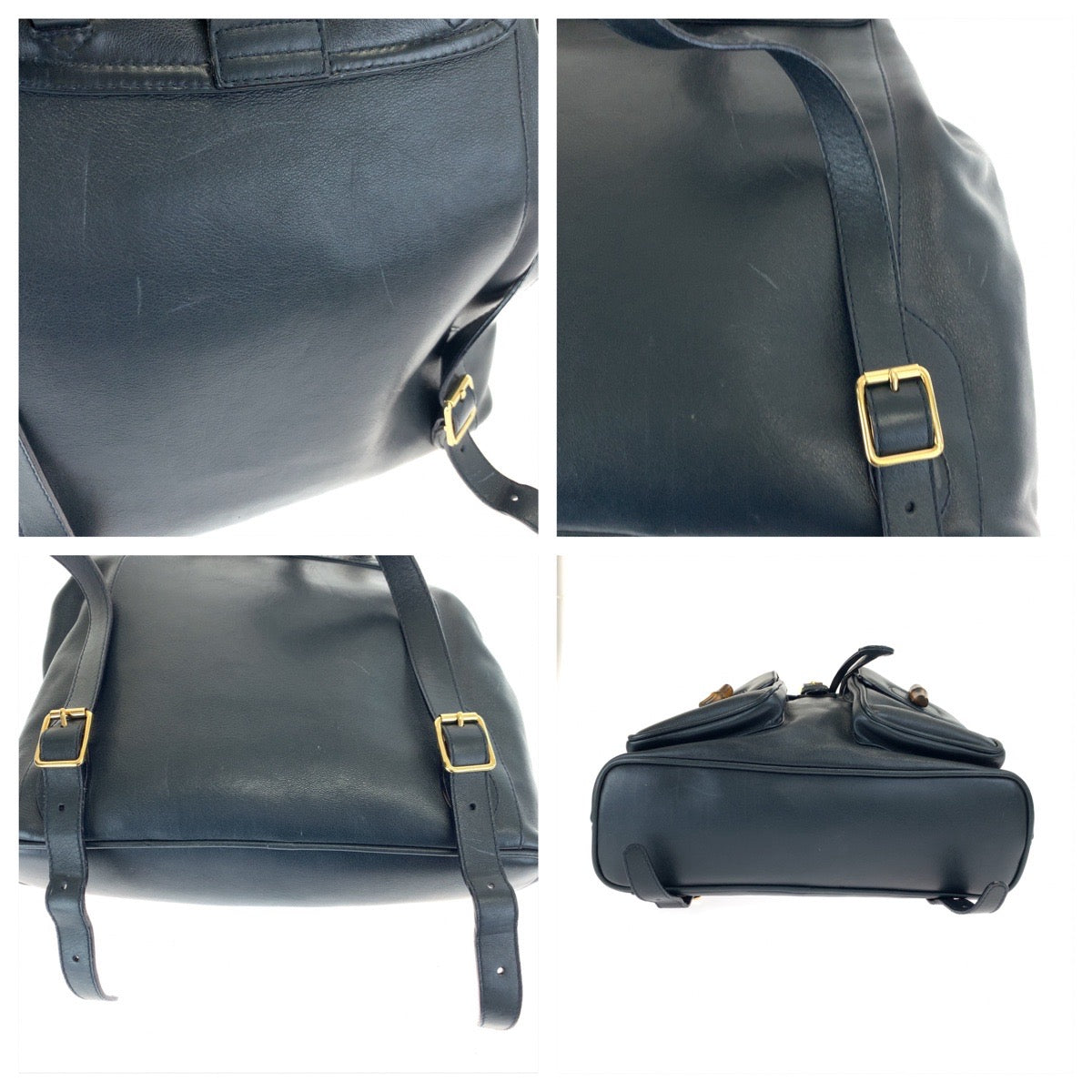 GUCCI グッチ バンブー ブラック 黒 ブラウン 茶 ゴールド金具 レザー 003 2053 0016 リュックサック デイパック  レディース
