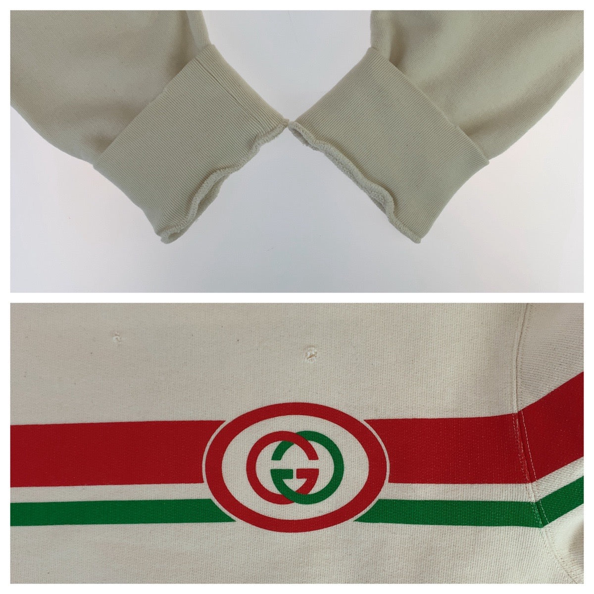 10557
GUCCI グッチ インターロッキング シェリー サイズM ホワイト 白 レッド グリーン コットン 475532 XJBCM スウェット トレーナー  メンズ