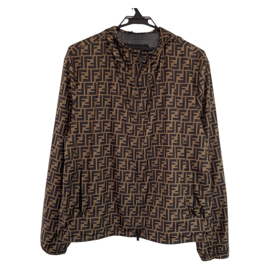 FENDI フェンディ ズッカ柄 サイズ46 ブラウン 茶 レッド 赤 ナイロン FW0832 A7FN ナイロンジャケット ブルゾン  メンズ