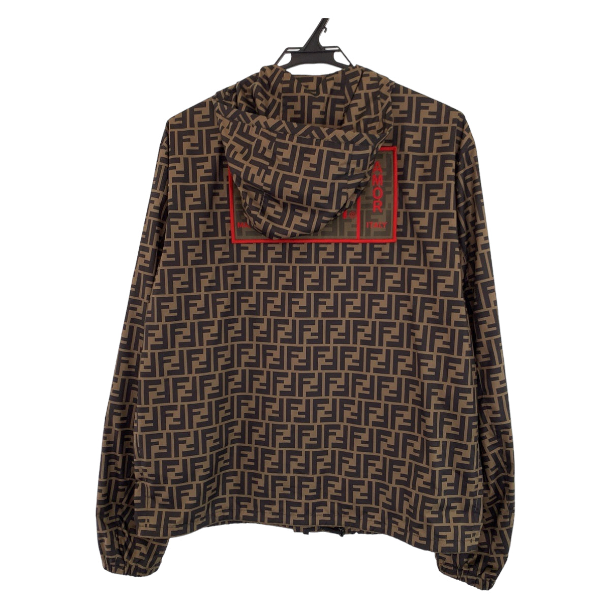 FENDI フェンディ ズッカ柄 サイズ46 ブラウン 茶 レッド 赤 ナイロン FW0832 A7FN ナイロンジャケット ブルゾン  メンズ