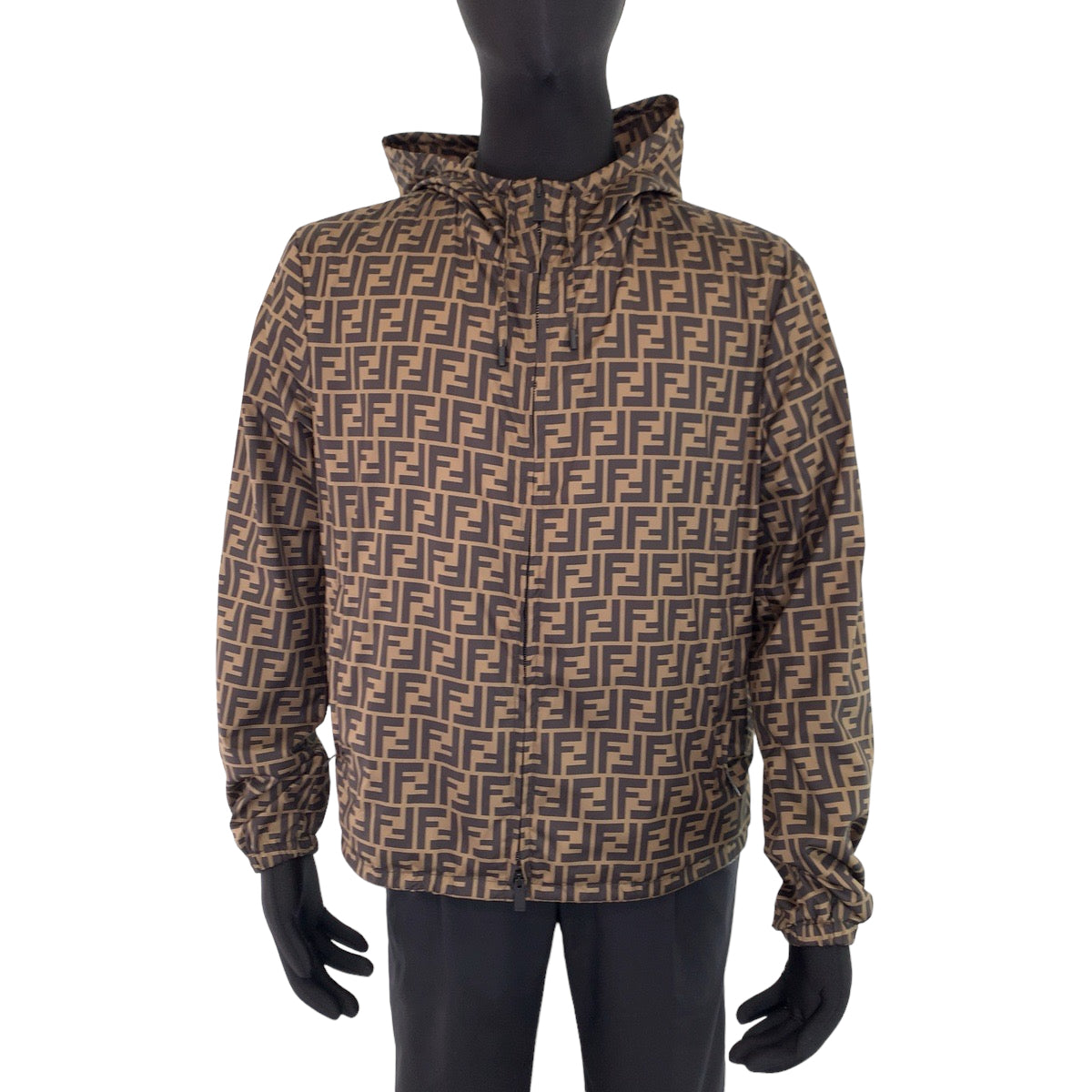 FENDI フェンディ ズッカ柄 サイズ46 ブラウン 茶 レッド 赤 ナイロン FW0832 A7FN ナイロンジャケット ブルゾン  メンズ