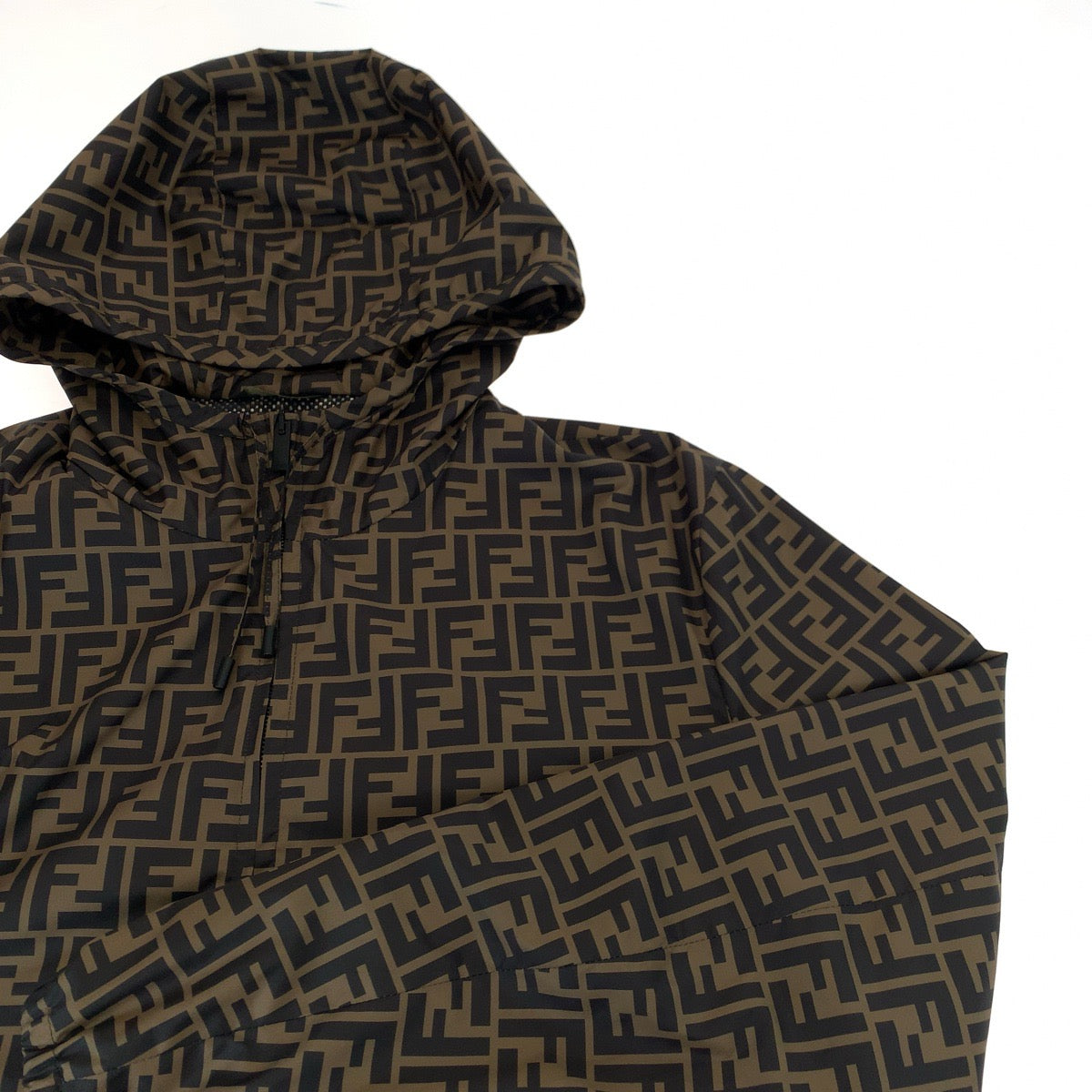 FENDI フェンディ ズッカ柄 サイズ46 ブラウン 茶 レッド 赤 ナイロン FW0832 A7FN ナイロンジャケット ブルゾン  メンズ