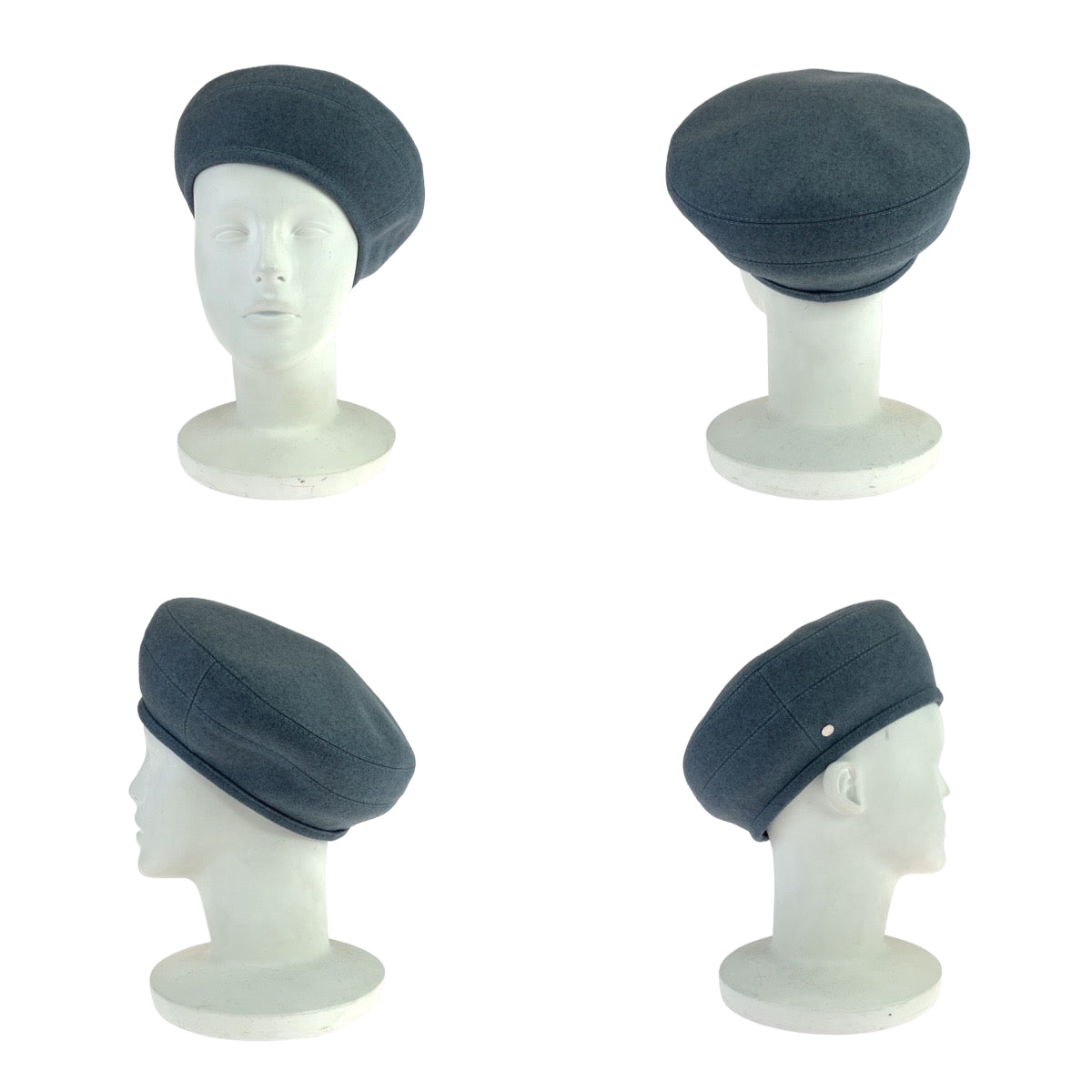 10562
HERMES エルメス サントノーレ サイズ57 ライトブルー 水色 シルバー金具 カシミヤ / レーヨン / シルク ベレー帽 帽子  レディース