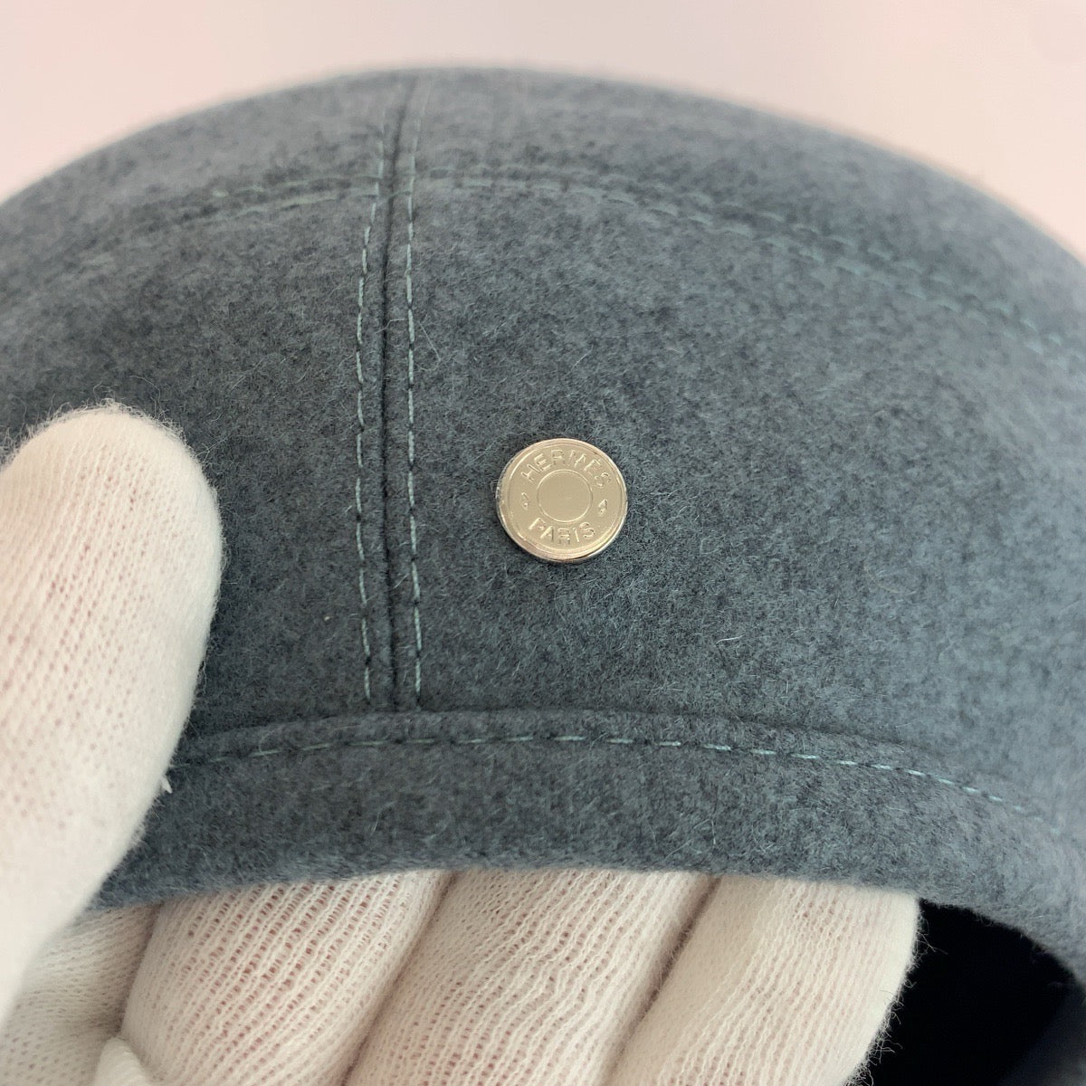 10562
HERMES エルメス サントノーレ サイズ57 ライトブルー 水色 シルバー金具 カシミヤ / レーヨン / シルク ベレー帽 帽子  レディース