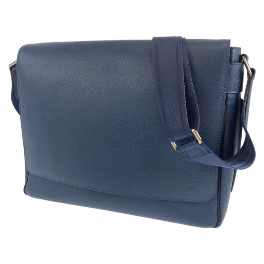 LOUIS VUITTON ルイヴィトン タイガ ロマン MM ネイビー 紺 シルバー金具 レザー M32814 斜め掛け ショルダーバッグ  メンズ