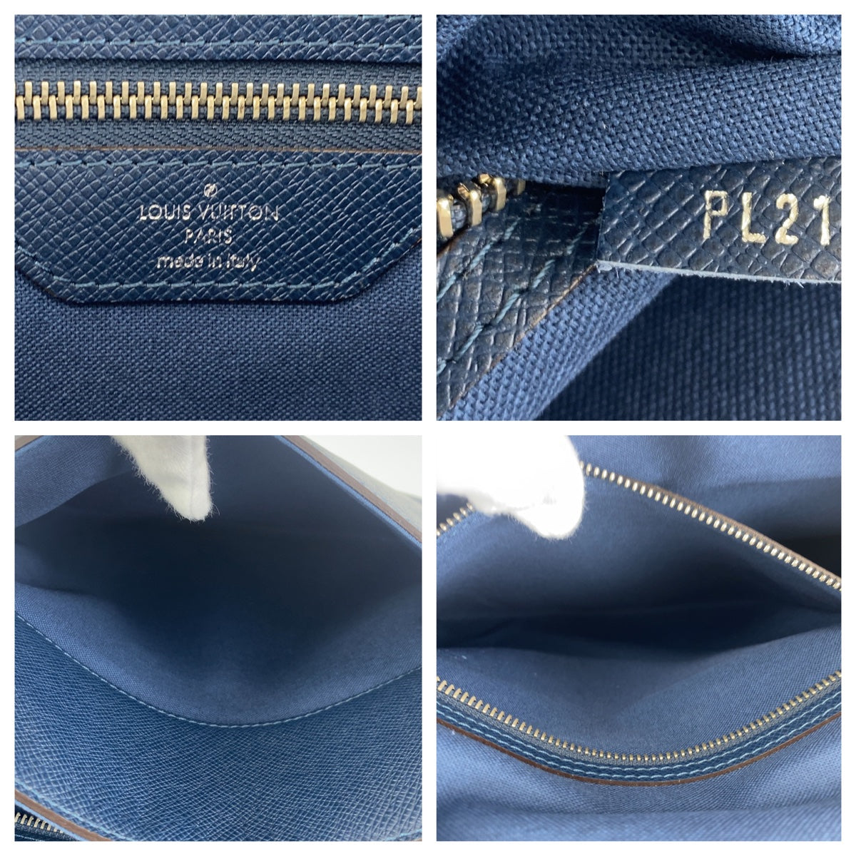 LOUIS VUITTON ルイヴィトン タイガ ロマン MM ネイビー 紺 シルバー金具 レザー M32814 斜め掛け ショルダーバッグ  メンズ