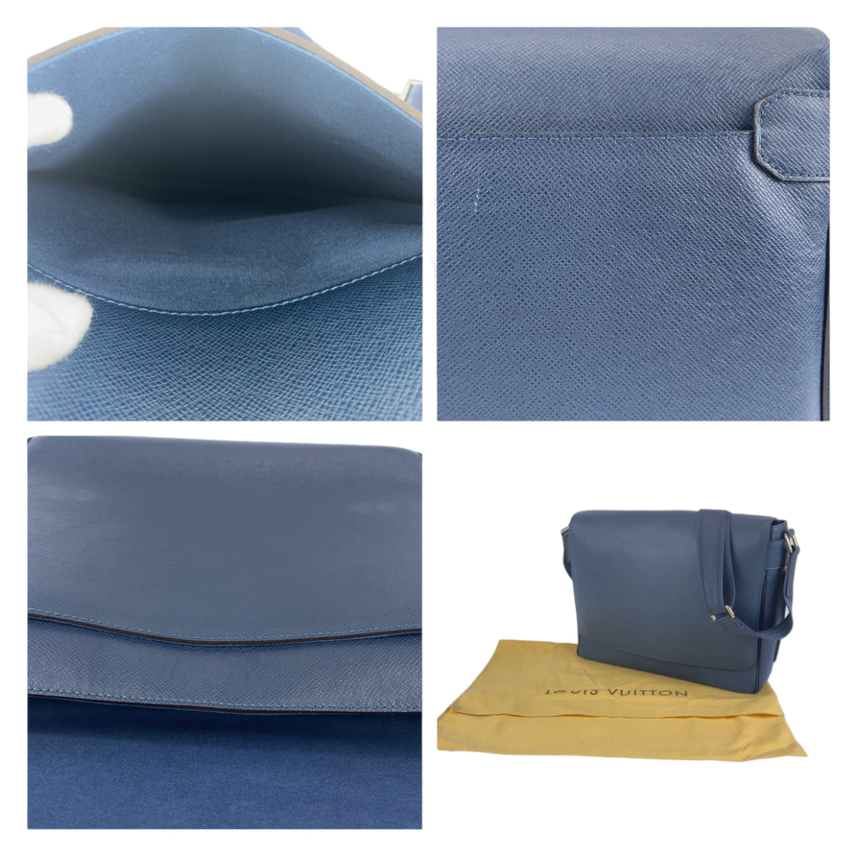 LOUIS VUITTON ルイヴィトン タイガ ロマン MM ネイビー 紺 シルバー金具 レザー M32814 斜め掛け ショルダーバッグ  メンズ