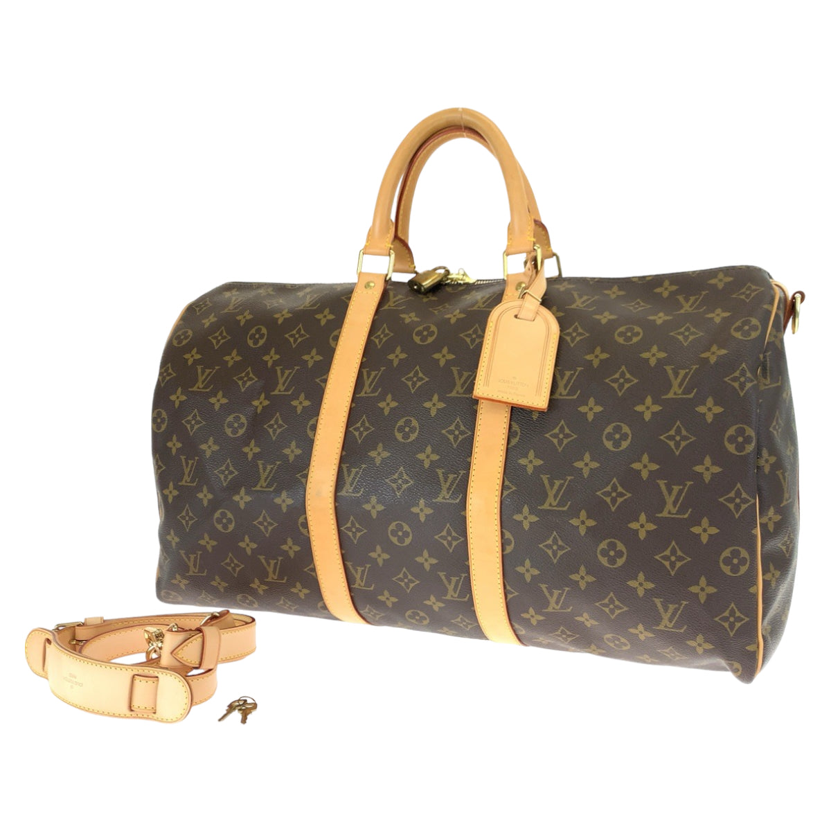 LOUIS VUITTON ルイヴィトン モノグラム キーポル50 ブラウン 茶 ベージュ ゴールド金具 PVC M41426 ボストンバッグ 旅行バッグ  レディース