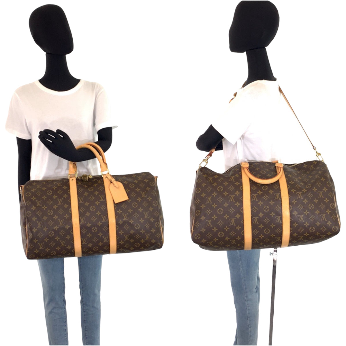 LOUIS VUITTON ルイヴィトン モノグラム キーポル50 ブラウン 茶 ベージュ ゴールド金具 PVC M41426 ボストンバッグ 旅行バッグ  レディース