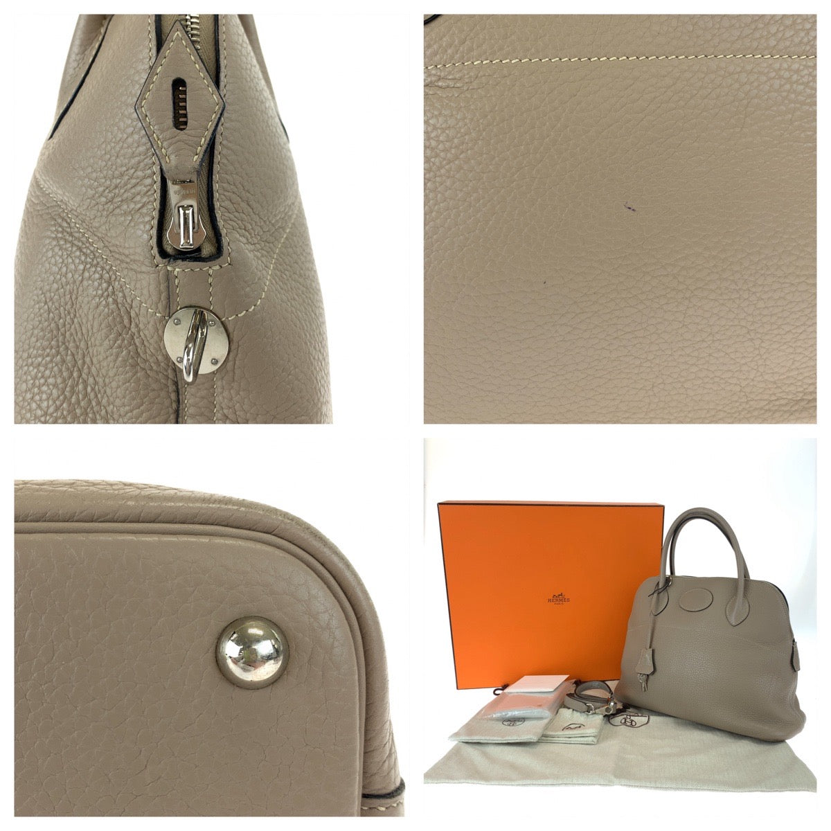 HERMES エルメス ボリード31 ベージュ シルバー金具 レザー / トリヨンクレマンス ショルダーバッグ ハンドバッグ 2way  レディース