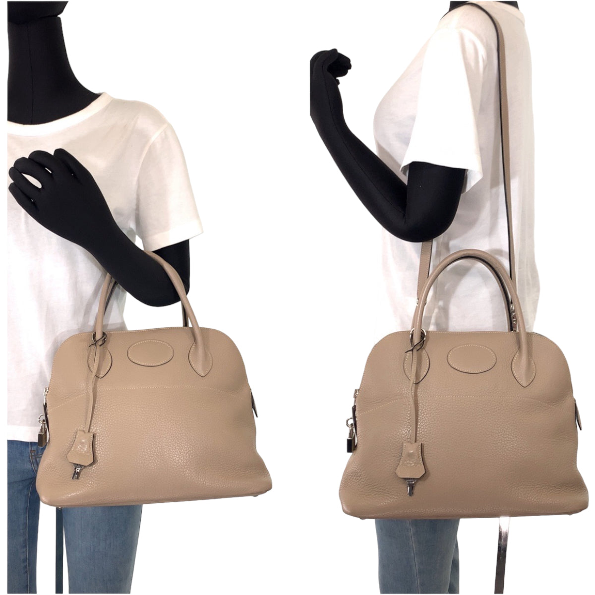 HERMES エルメス ボリード31 ベージュ シルバー金具 レザー / トリヨンクレマンス ショルダーバッグ ハンドバッグ 2way  レディース