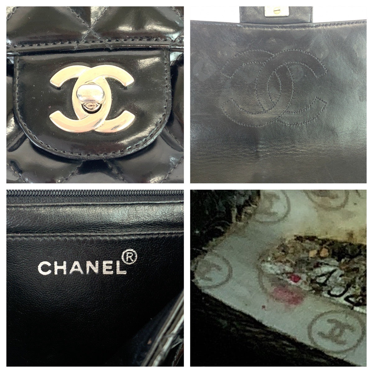 CHANEL シャネル ヴィンテージ マトラッセ クラシックフラップ ココマーク ターンロック エナメル ブラック 黒  シルバー金具 パテントレザー チェーンショルダー 斜め掛け  レディース