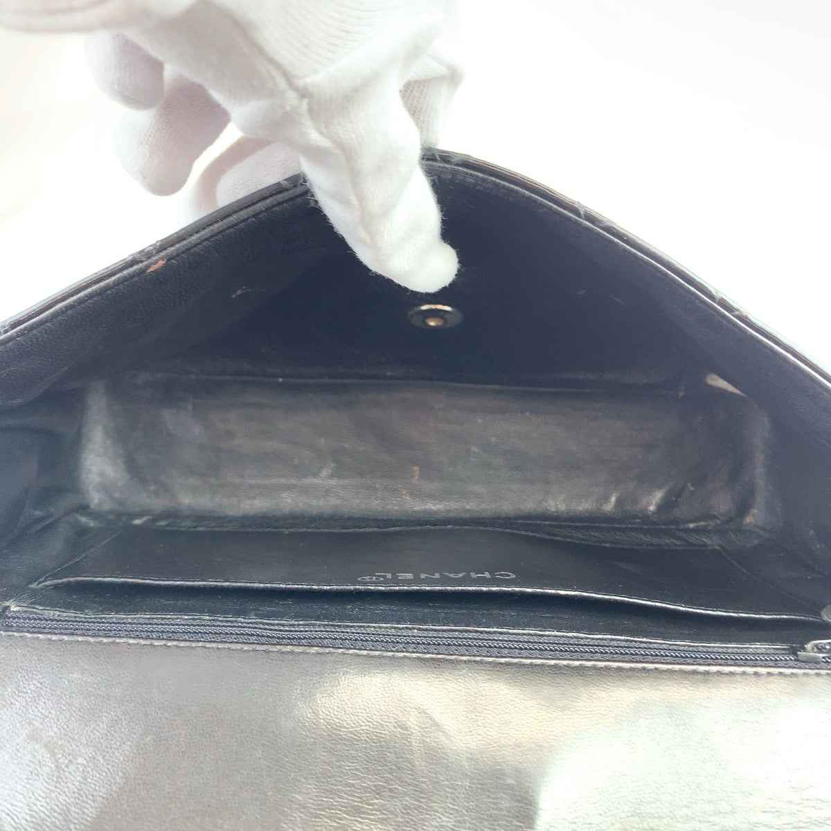 CHANEL シャネル ヴィンテージ マトラッセ クラシックフラップ ココマーク ターンロック エナメル ブラック 黒  シルバー金具 パテントレザー チェーンショルダー 斜め掛け  レディース