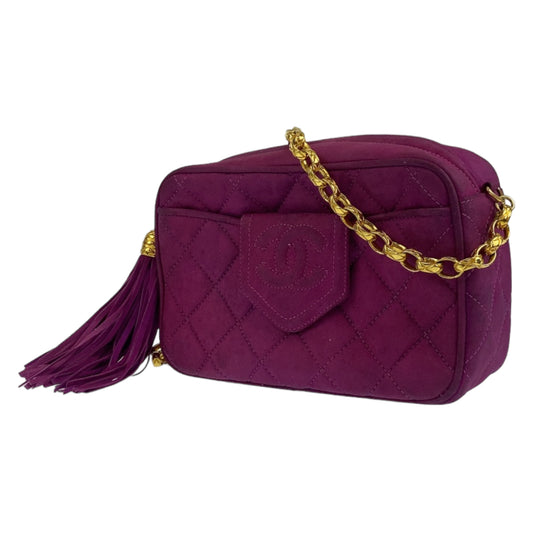 CHANEL シャネル ヴィンテージ ココマーク タッセル マトラッセ パープル 紫 ゴールド金具 スウェード ショルダーバッグ 斜め掛け  レディース