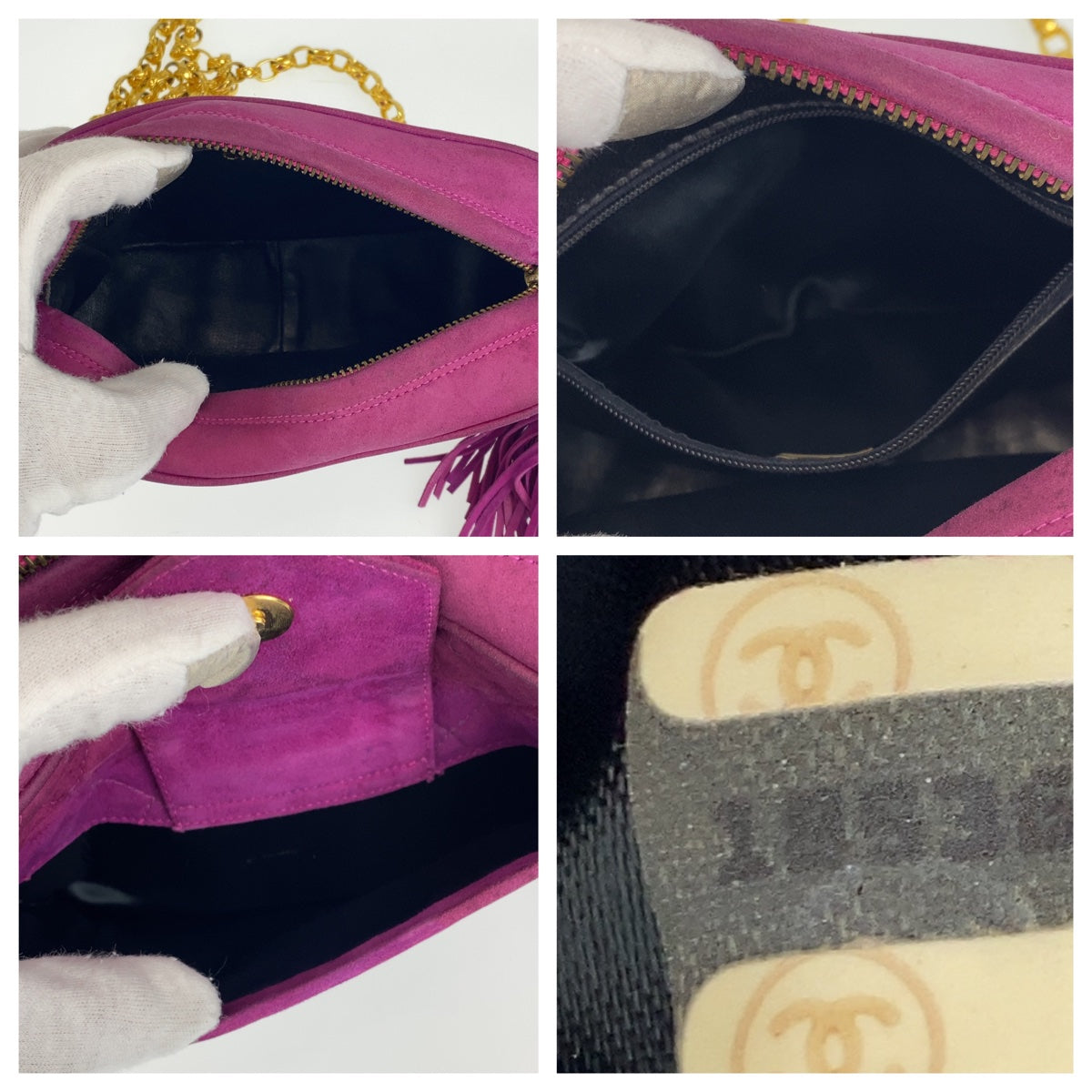 CHANEL シャネル ヴィンテージ ココマーク タッセル マトラッセ パープル 紫 ゴールド金具 スウェード ショルダーバッグ 斜め掛け  レディース