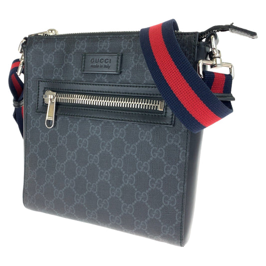 GUCCI グッチ シェリーライン ブラック 黒 ネイビー 紺 レッド 赤 シルバー金具 GGスプリームキャンバス 523599 ショルダーバッグ 斜め掛け  メンズ
