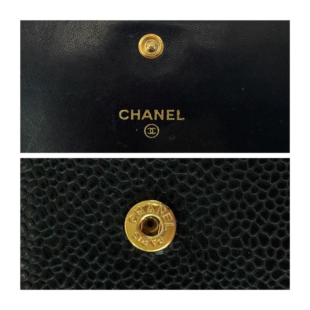 12823
CHANEL シャネル ヴィンテージ ココマーク ブラック 黒 ゴールド金具 キャビアスキン 折財布 コンパクトウォレット  レディース