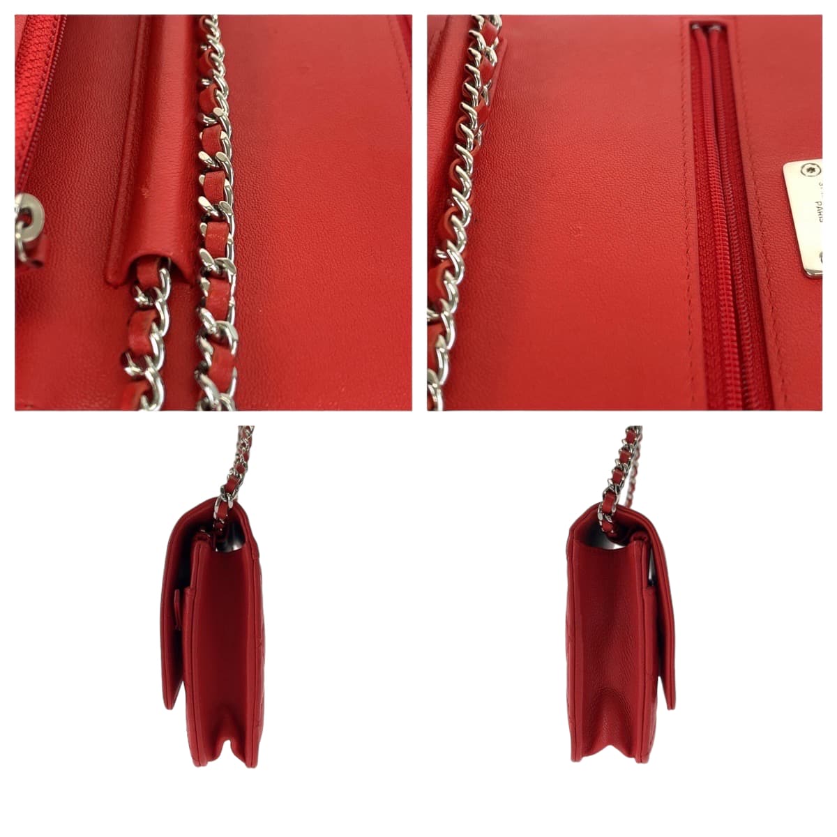 CHANEL シャネル マトラッセ キューバコレクション ココマーク レッド 赤 シルバー金具 カーフ / ラムスキン チェーンウォレット 斜め掛け ショルダーバッグ  レディース