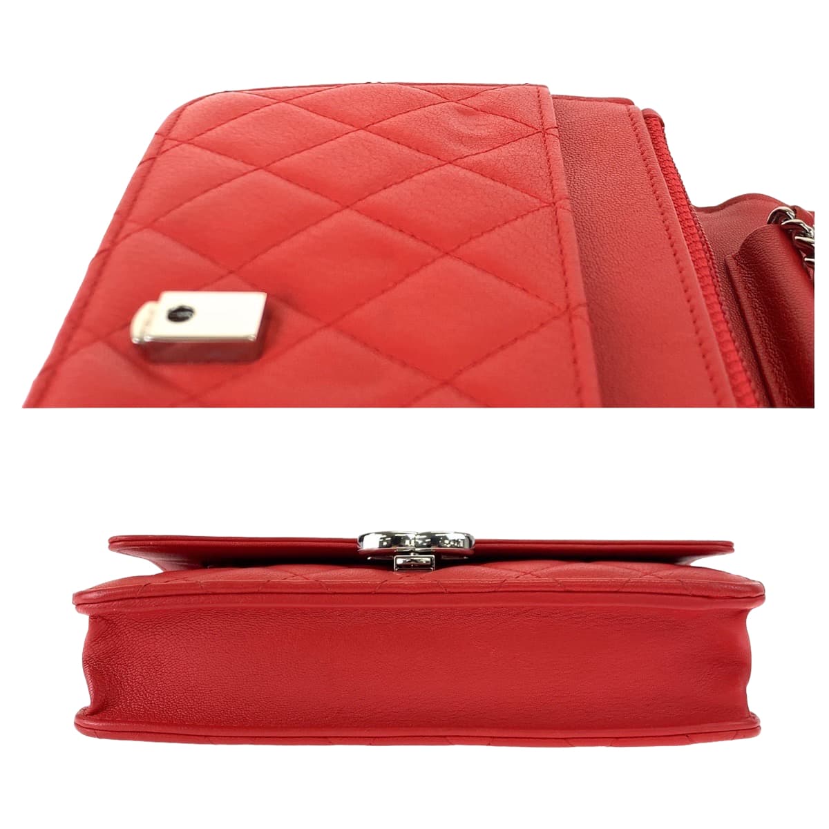 CHANEL シャネル マトラッセ キューバコレクション ココマーク レッド 赤 シルバー金具 カーフ / ラムスキン チェーンウォレット 斜め掛け ショルダーバッグ  レディース