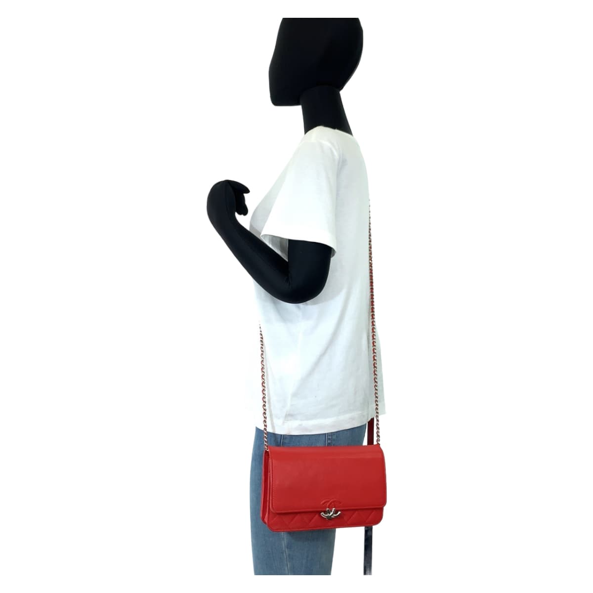CHANEL シャネル マトラッセ キューバコレクション ココマーク レッド 赤 シルバー金具 カーフ / ラムスキン チェーンウォレット 斜め掛け ショルダーバッグ  レディース