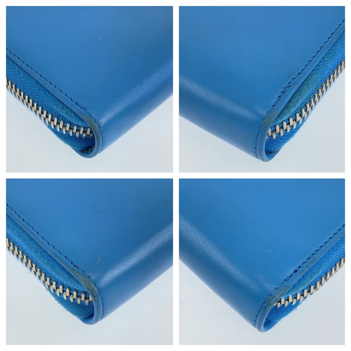 BALENCIAGA バレンシアガ ペーパーコンチネンタル スカイブルー シルバー金具 レザー 381226 ジップアラウンド ラウンドファスナー 男女兼用  レディース