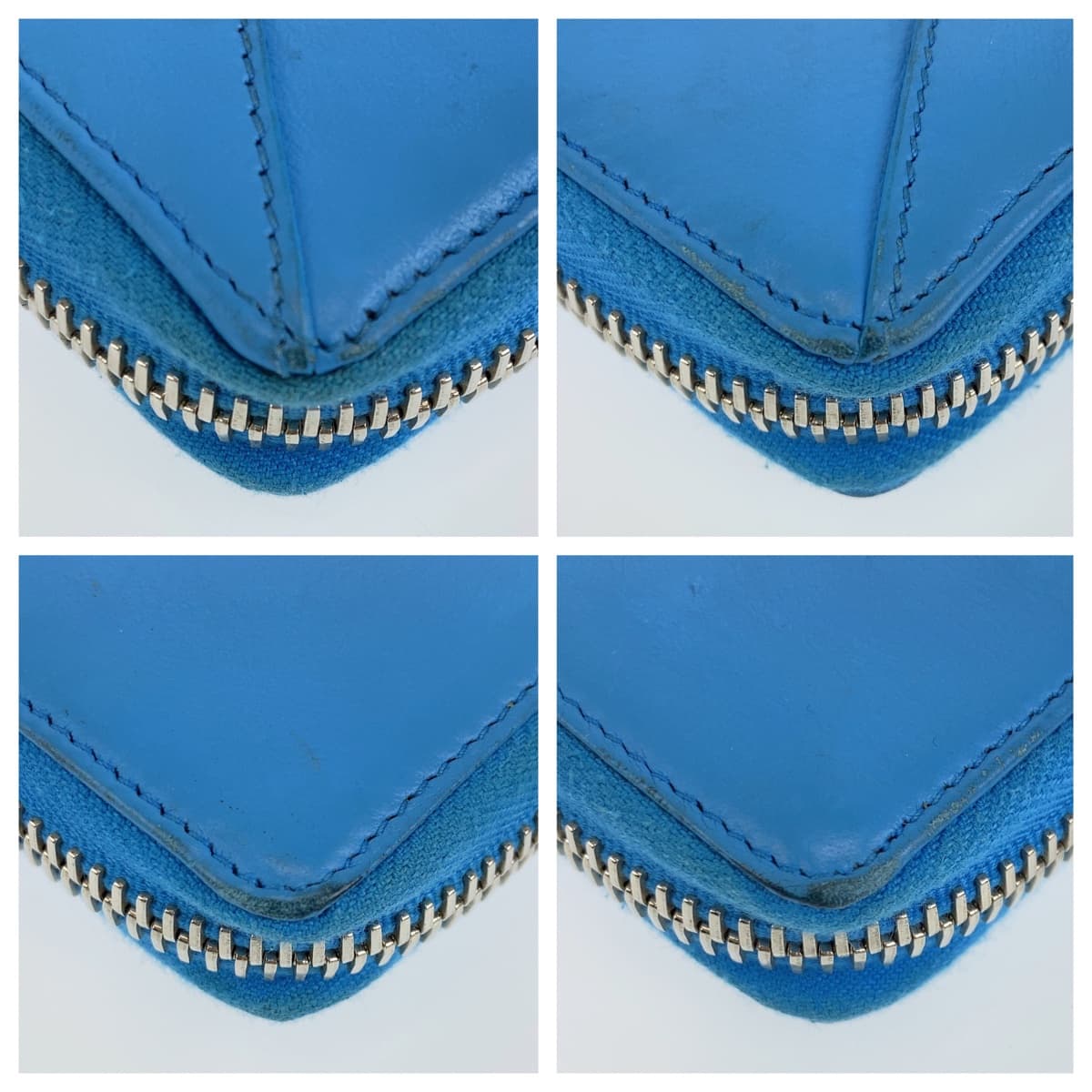BALENCIAGA バレンシアガ ペーパーコンチネンタル スカイブルー シルバー金具 レザー 381226 ジップアラウンド ラウンドファスナー 男女兼用  レディース