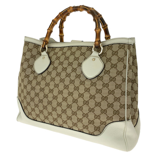GUCCI グッチ バンブー ブラウン 茶 ホワイト 白 GGキャンバス / レザー 282317 ハンドバッグ トートバッグ  レディース