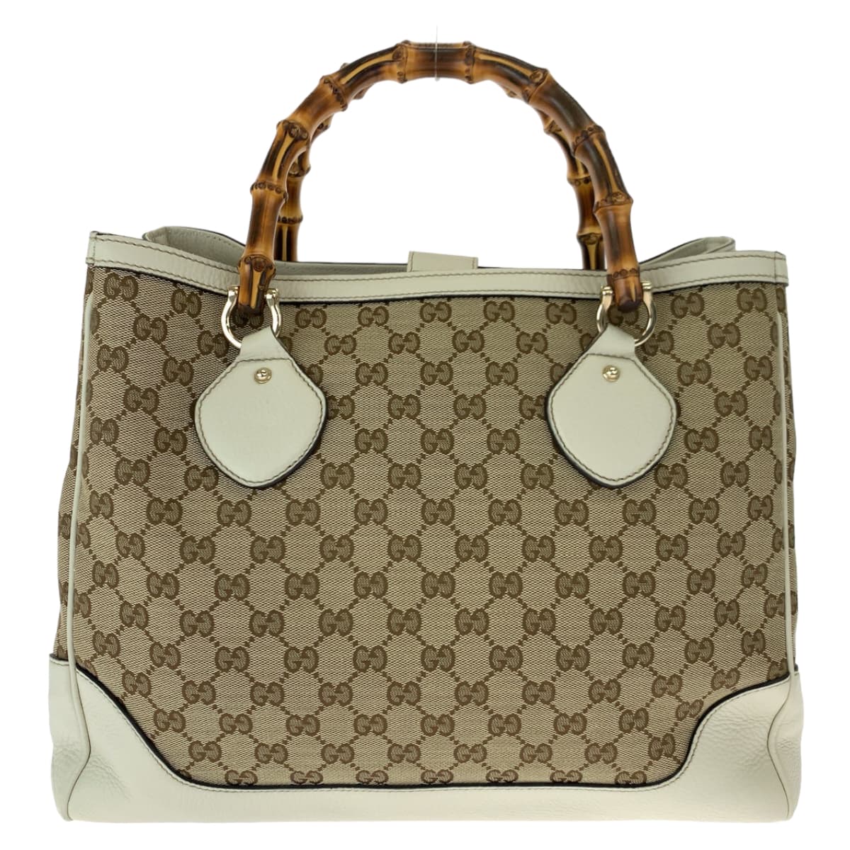 GUCCI グッチ バンブー ブラウン 茶 ホワイト 白 GGキャンバス / レザー 282317 ハンドバッグ トートバッグ  レディース