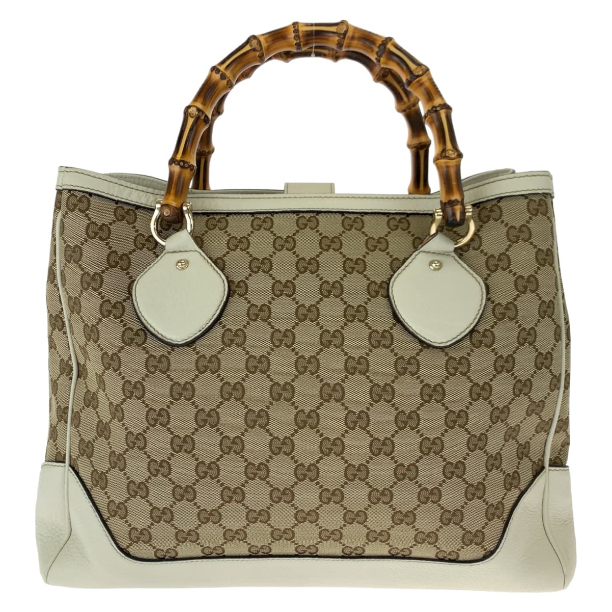 GUCCI グッチ バンブー ブラウン 茶 ホワイト 白 GGキャンバス / レザー 282317 ハンドバッグ トートバッグ  レディース