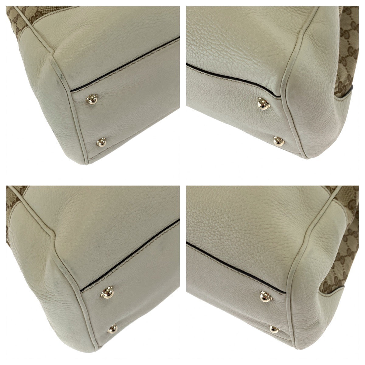 GUCCI グッチ バンブー ブラウン 茶 ホワイト 白 GGキャンバス / レザー 282317 ハンドバッグ トートバッグ  レディース