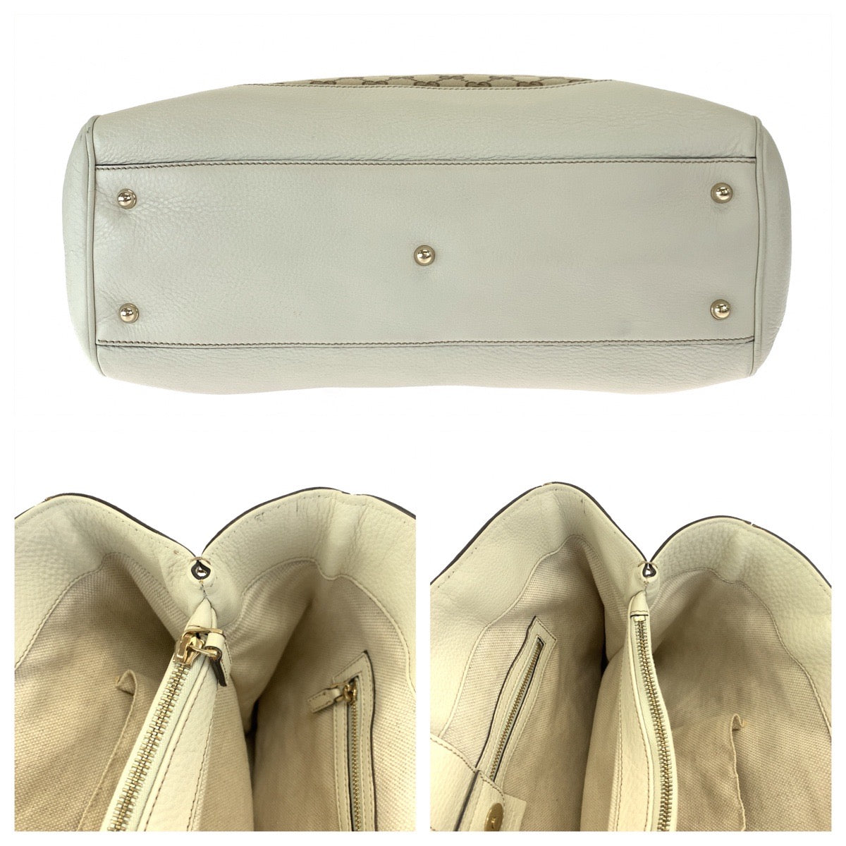 GUCCI グッチ バンブー ブラウン 茶 ホワイト 白 GGキャンバス / レザー 282317 ハンドバッグ トートバッグ  レディース