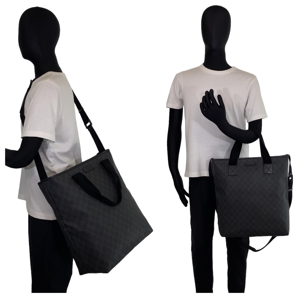GUCCI グッチ GGスプリーム ブラック 黒 ブラック金具 PVC / レザー 162163 トートバッグ ショルダーバッグ 2way  メンズ