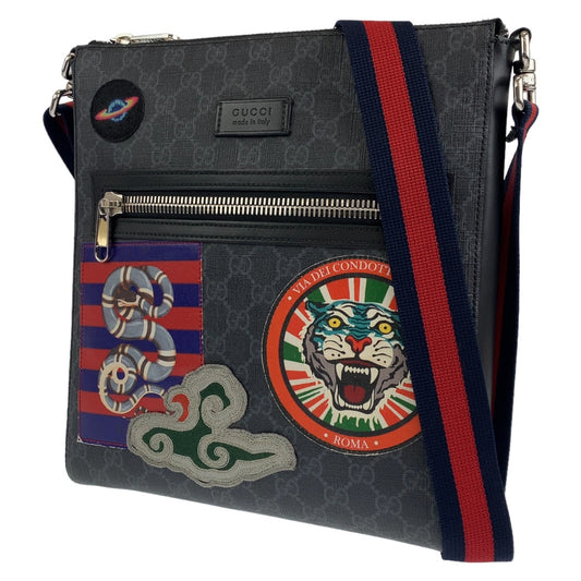 GUCCI グッチ クーリエ GGスプリーム シェリーライン GG柄 ブラック 黒 シルバー金具 PVC / レザー 474137 ショルダーバッグ 肩掛け  メンズ