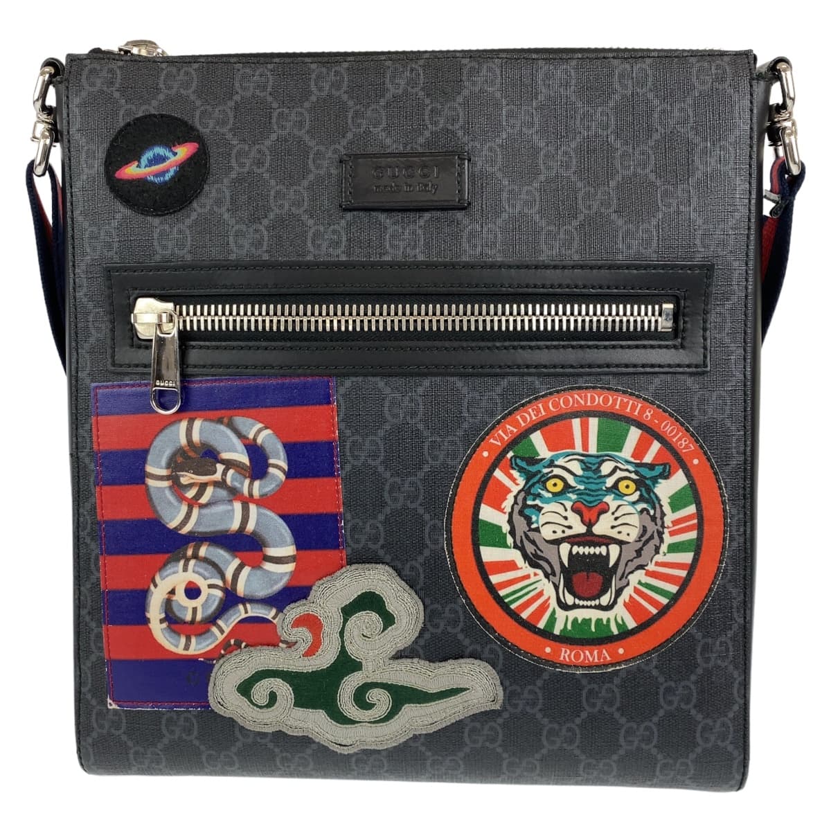 GUCCI グッチ クーリエ GGスプリーム シェリーライン GG柄 ブラック 黒 シルバー金具 PVC / レザー 474137 ショルダーバッグ 肩掛け  メンズ